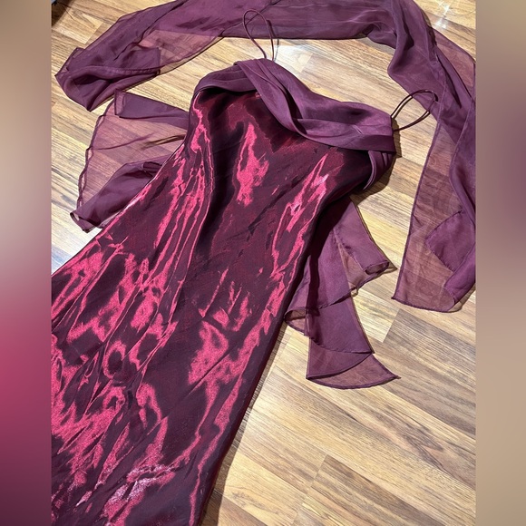 Vintage 90’s Iridescent Crimson Dress Prom Dress Maxi Dress Red Size Large - Picture 5 of 14